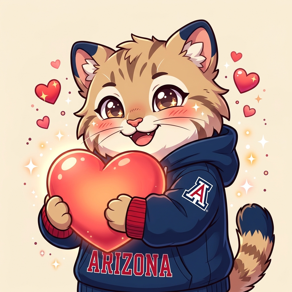 Wildcat hugging heart - From Home With Love